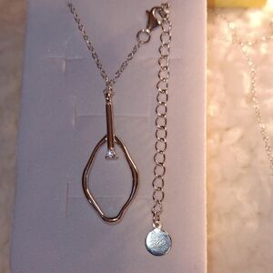 Siizu Silver Geometric Pendant Necklace with Adjustable Chain